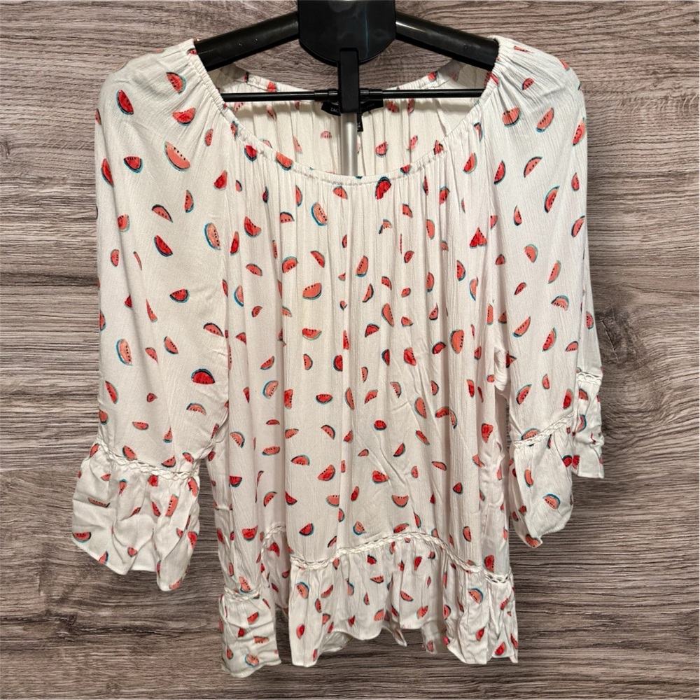 Zac & Rachel White Blouse with Watermelon Print